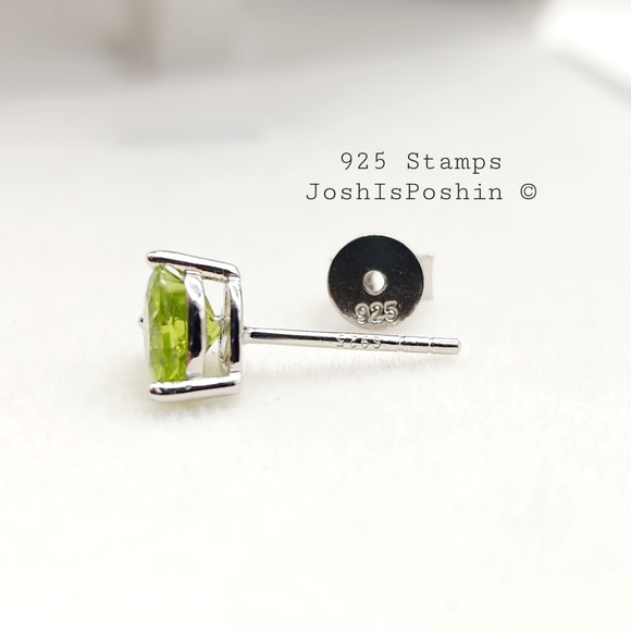 2CT Heart shape natural peridot stud earrings in sterling silver - Picture 11 of 15